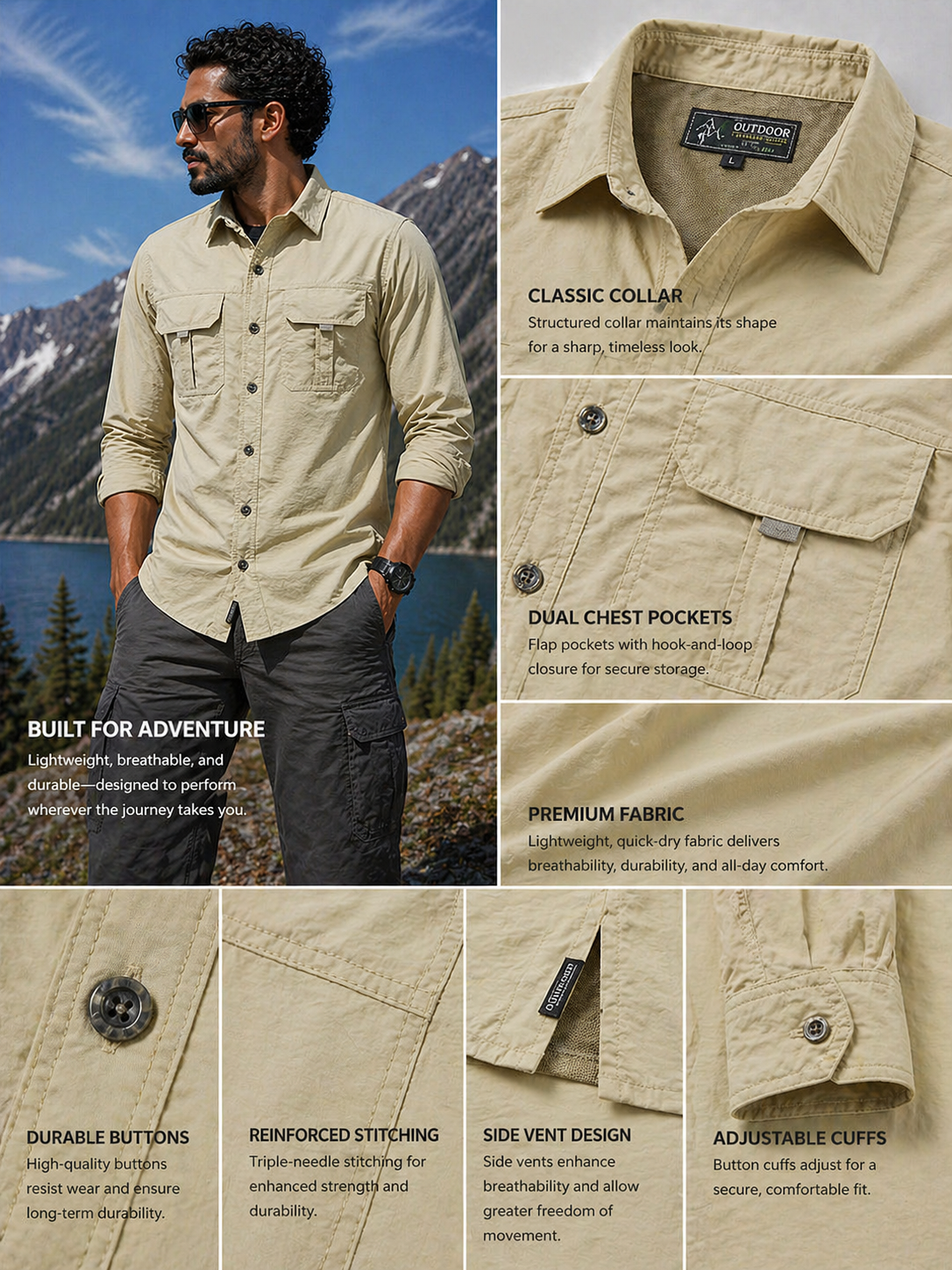 FREDD MARSHALL Men's Tactical Outdoor Shirt — Military Style, Hiking, Workwear