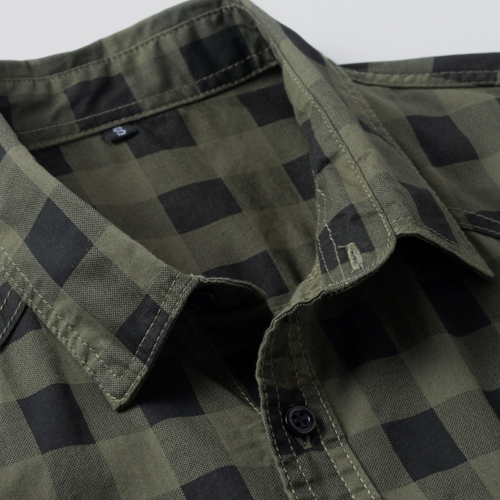 Olive green and black checkered high-performance outdoor shirt by FREDD MARSHALL