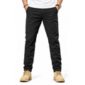 FREDD MARSHALL FHG3628 men's cotton flat-front tapered chino pants, Black, front view