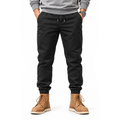 FREDD MARSHALL FHG3637 men's cotton drawstring tapered jogger pants, Black, front view