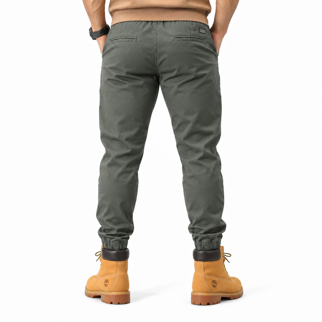 FREDD MARSHALL FHG3637 men's cotton drawstring tapered jogger pants, Medium Gray, back view