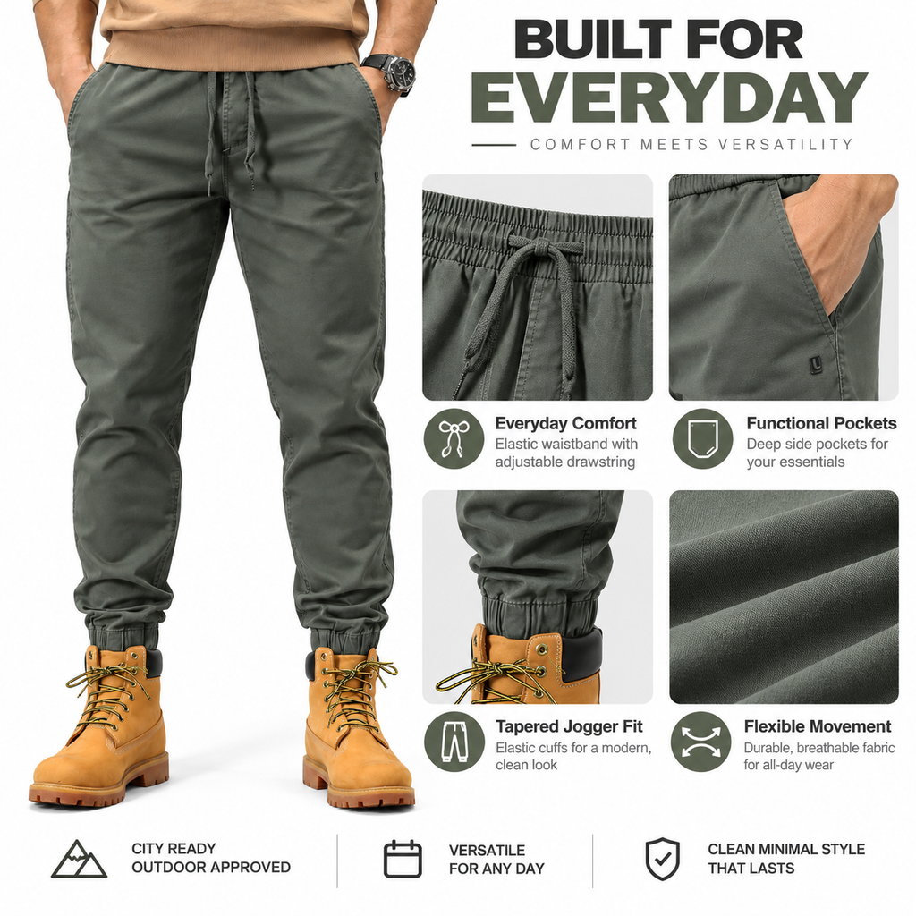 FREDD MARSHALL FHG3637 men's cotton drawstring tapered jogger pants, Medium Gray, construction detail