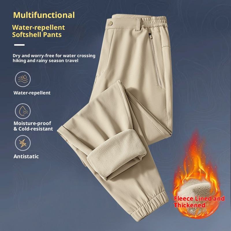 FREDD MARSHALL Men's Fleece-Lined Softshell Hiking Pants — Waterproof Insulated Ski Trousers — 视图 3