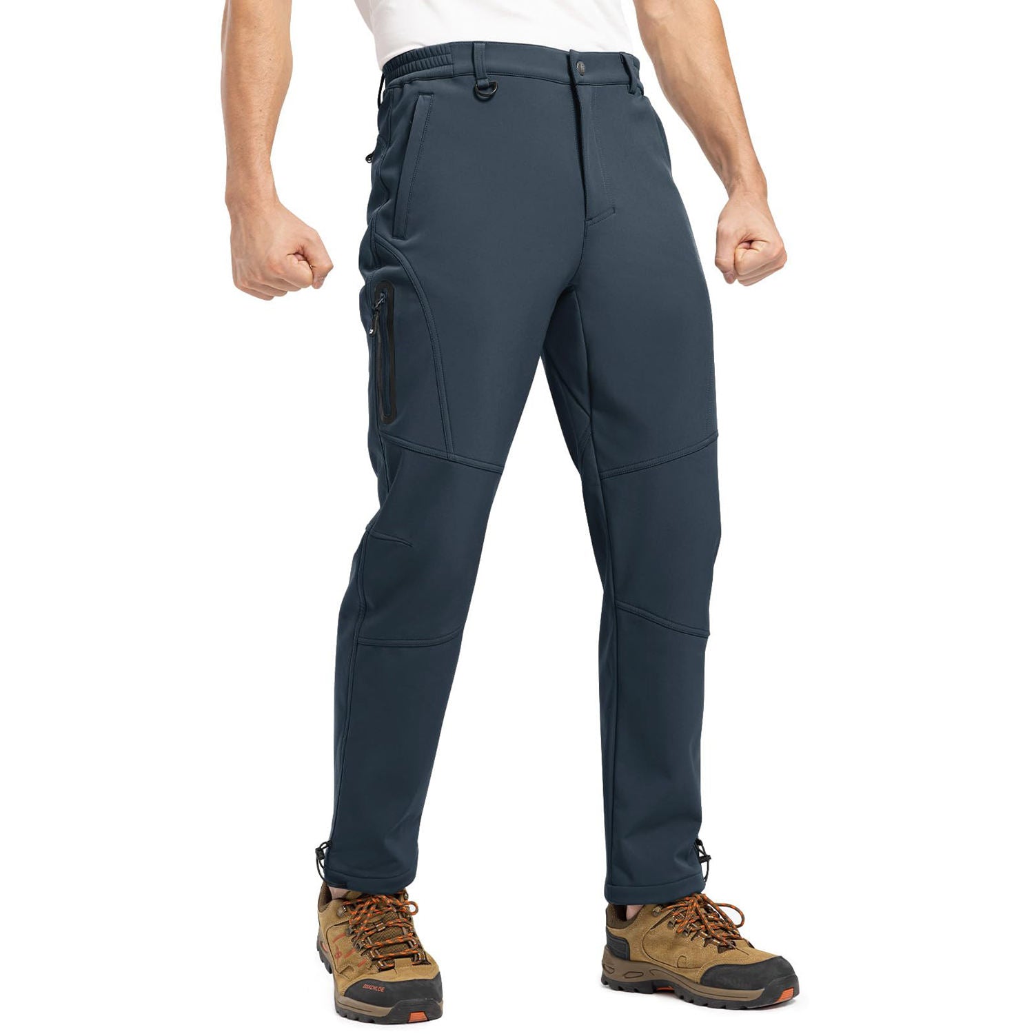 FREDD MARSHALL Men's Fleece-Lined Softshell Hiking Pants — Waterproof Insulated Ski Trousers — 视图 2
