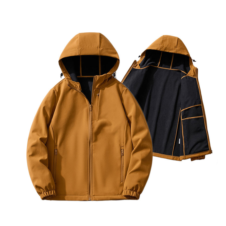 FREDD MARSHALL Men's Waterproof Softshell Jacket — Fleece-Lined Hooded Hiking Windbreaker — 视图 3