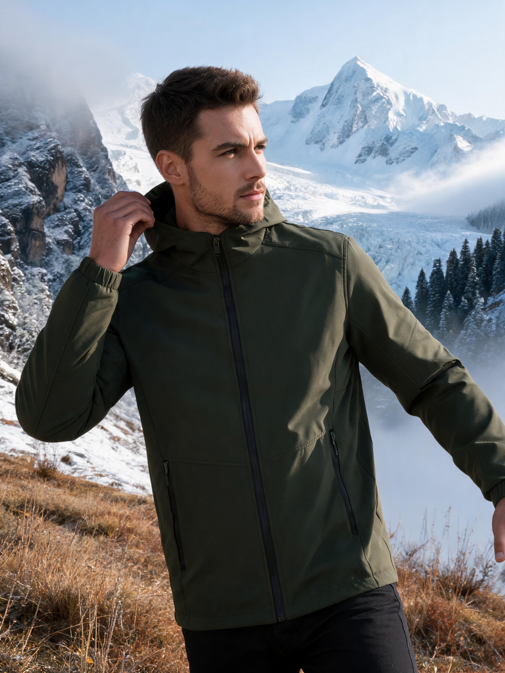 Men's Fleece-Lined Water-Resistant Hooded Jacket