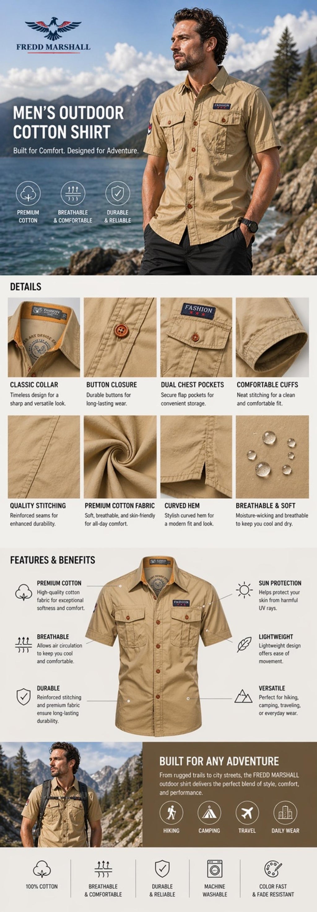 FREDD MARSHALL Men's Technical Cargo Pants — Workwear, Gorpcore, Multi-Pocket